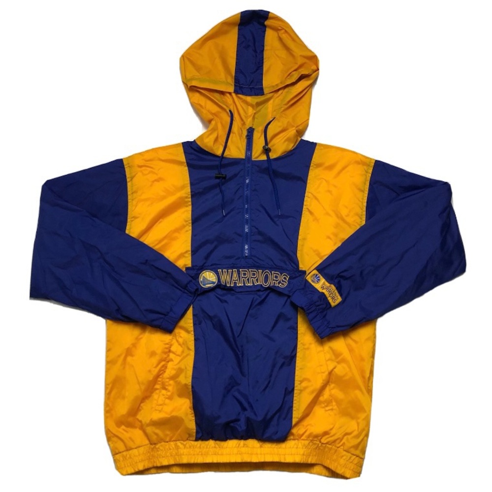 RARE NBA Golden State Warriors Double Sided Qtr Zip Hoodie Windbreaker Jacket